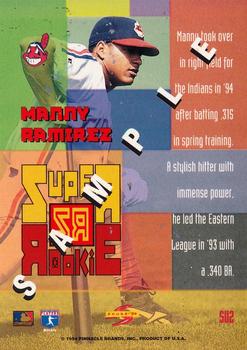 1994 Score Rookie & Traded - Samples #SU2 Manny Ramirez Back