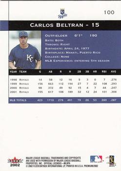 2002 Fleer Premium #100 Carlos Beltran Back