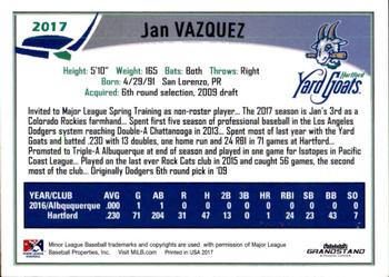 2017 Grandstand Hartford Yard Goats Update #NNO Jan Vazquez Back