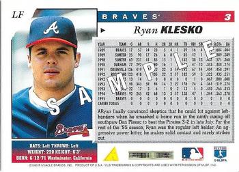 1996 Score - Samples #3 Ryan Klesko Back