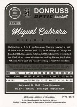 2017 Donruss Optic - Holo #99 Miguel Cabrera Back