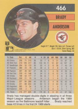 1991 Fleer #466 Brady Anderson Back