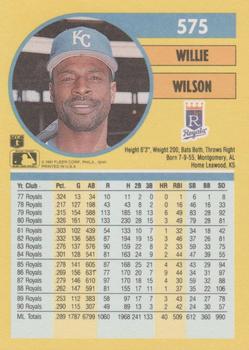 1991 Fleer #575 Willie Wilson Back