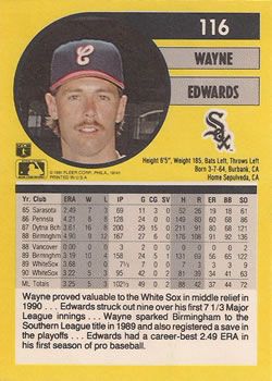 1991 Fleer #116 Wayne Edwards Back