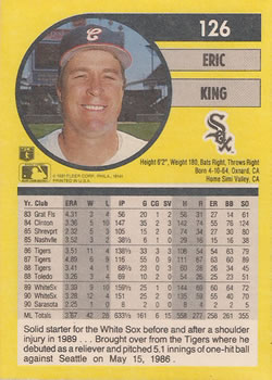 1991 Fleer #126 Eric King Back