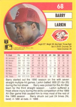 1991 Fleer #68 Barry Larkin Back