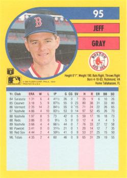 1991 Fleer #95 Jeff Gray Back