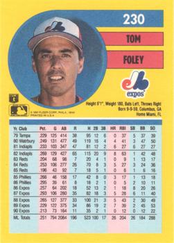 1991 Fleer #230 Tom Foley Back