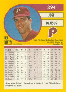 1991 Fleer #394 Jose DeJesus Back