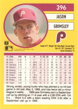 1991 Fleer #396 Jason Grimsley Back