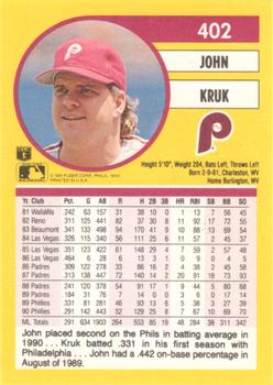 1991 Fleer #402 John Kruk Back
