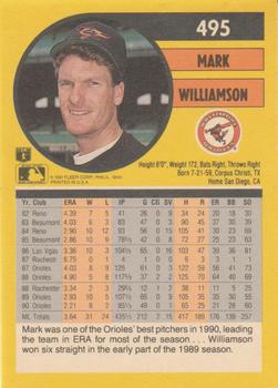 1991 Fleer #495 Mark Williamson Back