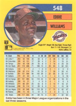 1991 Fleer #548 Eddie Williams Back
