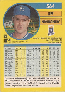 1991 Fleer #564 Jeff Montgomery Back