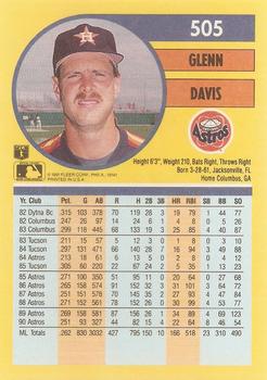 1991 Fleer #505 Glenn Davis Back