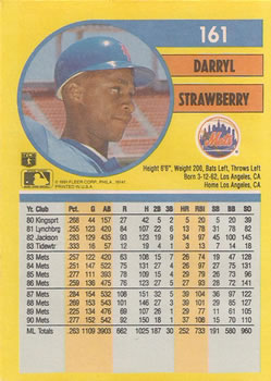 1991 Fleer #161 Darryl Strawberry Back