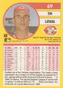 1991 Fleer #69 Tim Layana Back