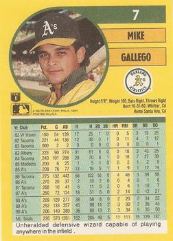 1991 Fleer #7 Mike Gallego Back