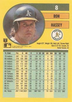 1991 Fleer #8 Ron Hassey Back