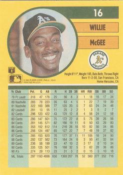 1991 Fleer #16 Willie McGee Back