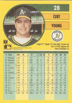 1991 Fleer #28 Curt Young Back