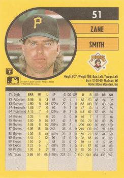 1991 Fleer #51 Zane Smith Back