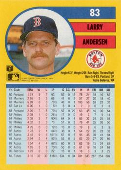 1991 Fleer #83 Larry Andersen Back