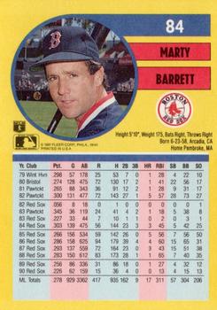 1991 Fleer #84 Marty Barrett Back