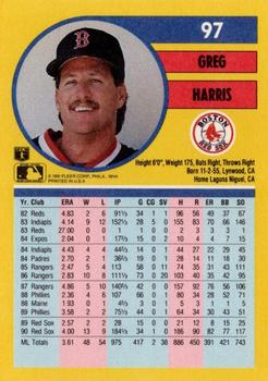 1991 Fleer #97 Greg Harris Back