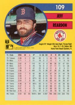 1991 Fleer #109 Jeff Reardon Back