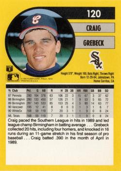 1991 Fleer #120 Craig Grebeck Back