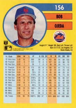 1991 Fleer #156 Bob Ojeda Back