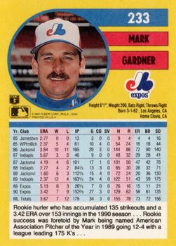 1991 Fleer #233 Mark Gardner Back