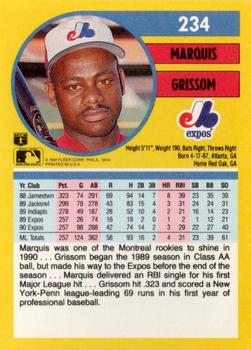 1991 Fleer #234 Marquis Grissom Back