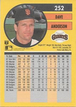 1991 Fleer #252 Dave Anderson Back