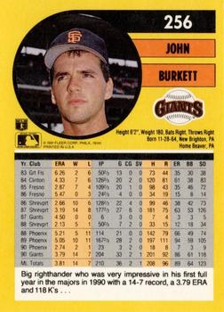 1991 Fleer #256 John Burkett Back