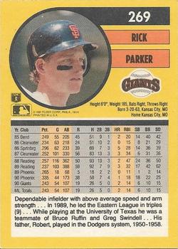 1991 Fleer #269 Rick Parker Back