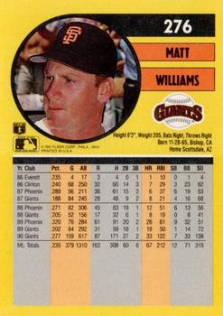 1991 Fleer #276 Matt Williams Back