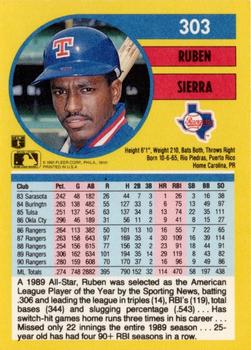 1991 Fleer #303 Ruben Sierra Back