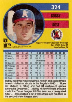 1991 Fleer #324 Bobby Rose Back