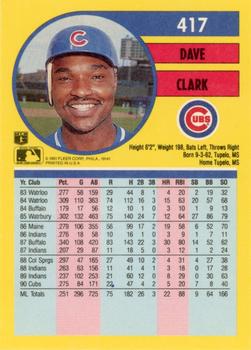 1991 Fleer #417 Dave Clark Back