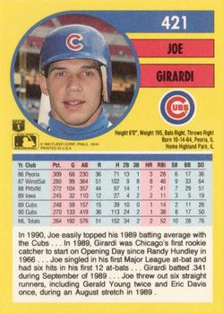1991 Fleer #421 Joe Girardi Back