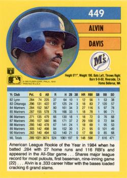 1991 Fleer #449 Alvin Davis Back