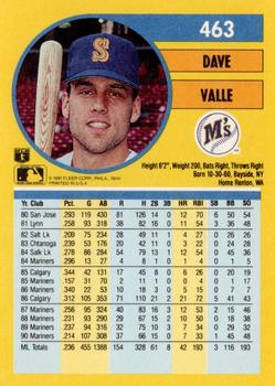 1991 Fleer #463 Dave Valle Back