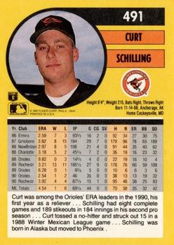1991 Fleer #491 Curt Schilling Back