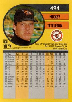 1991 Fleer #494 Mickey Tettleton Back