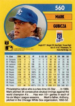 1991 Fleer #560 Mark Gubicza Back