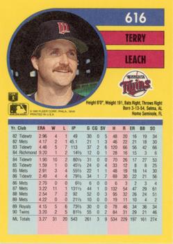 1991 Fleer #616 Terry Leach Back