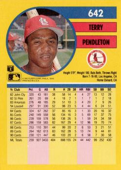 1991 Fleer #642 Terry Pendleton Back