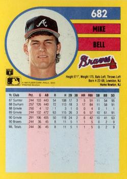 1991 Fleer #682 Mike Bell Back